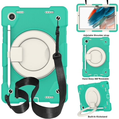 For Samsung Galaxy Tab A8 10.5 2021 Silicone + PC Full Body Protection Tablet Case With Holder & Strap(Mint Green) by bashfashion