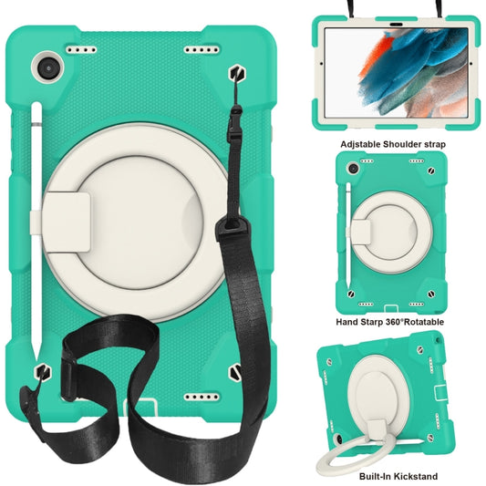 For Samsung Galaxy Tab A8 10.5 2021 Silicone + PC Full Body Protection Tablet Case With Holder & Strap(Mint Green) by bashfashion