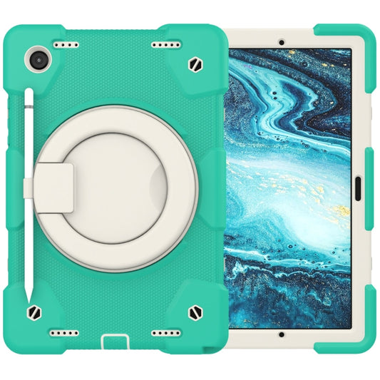 For Samsung Galaxy Tab A8 10.5 2021 Silicone + PC Full Body Protection Tablet Case With Holder & Strap(Mint Green) by bashfashion
