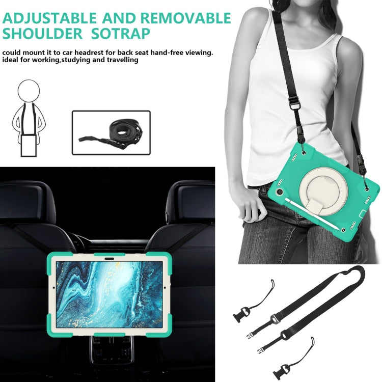 For Samsung Galaxy Tab A8 10.5 2021 Silicone + PC Full Body Protection Tablet Case With Holder & Strap(Mint Green) by bashfashion