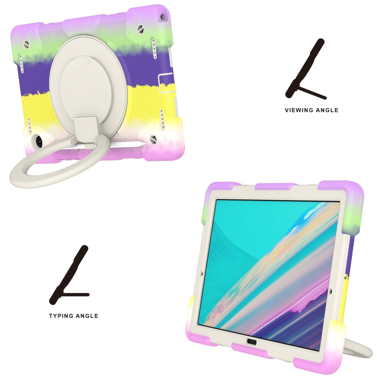 For Samsung Galaxy Tab A8 10.5 2021 Silicone + PC Full Body Protection Tablet Case With Holder & Strap(Colorful Purple) by bashfashion
