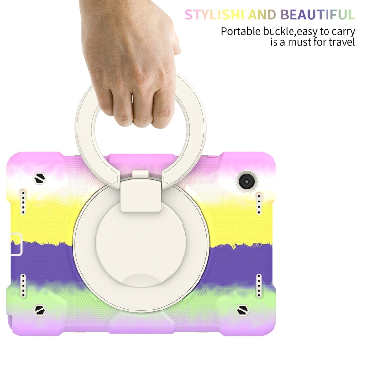 For Samsung Galaxy Tab A8 10.5 2021 Silicone + PC Full Body Protection Tablet Case With Holder & Strap(Colorful Purple) by bashfashion