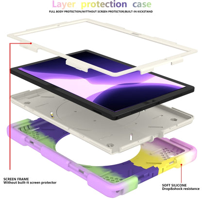 For Samsung Galaxy Tab A8 10.5 2021 Silicone + PC Full Body Protection Tablet Case With Holder & Strap(Colorful Purple) by bashfashion