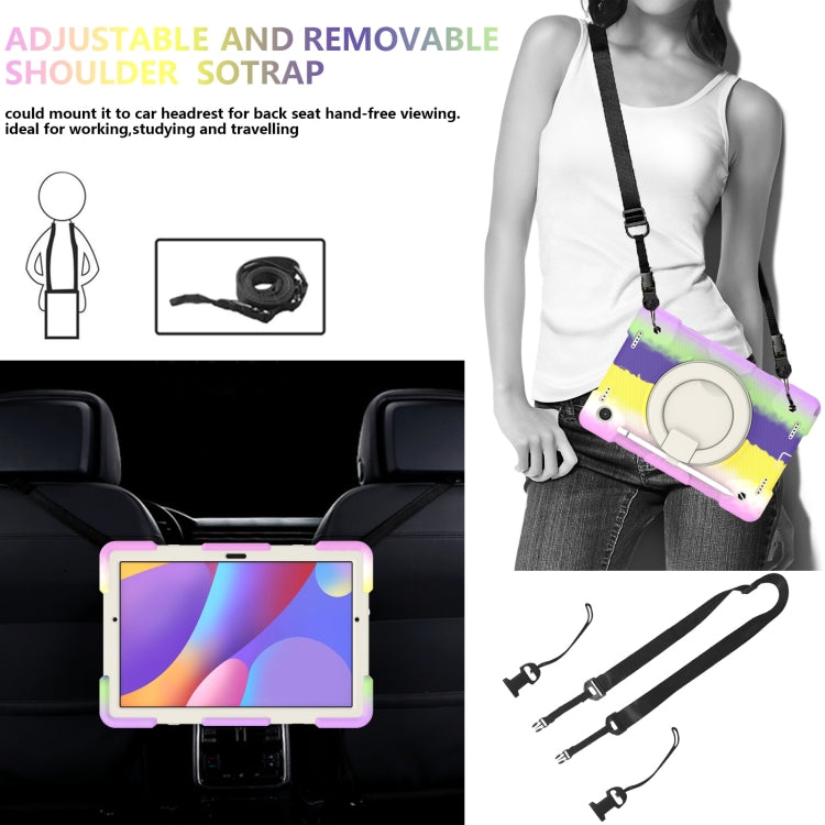 For Samsung Galaxy Tab A8 10.5 2021 Silicone + PC Full Body Protection Tablet Case With Holder & Strap(Colorful Purple) by bashfashion