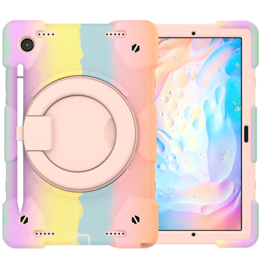 For Samsung Galaxy Tab A8 10.5 2021 Silicone + PC Full Body Protection Tablet Case With Holder & Strap(Colorful Rose Gold) by bashfashion