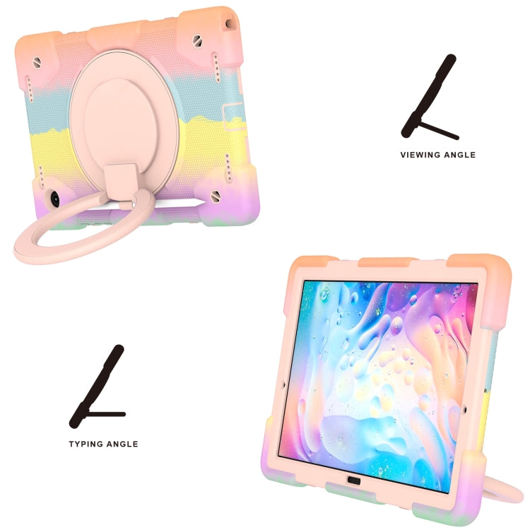 For Samsung Galaxy Tab A8 10.5 2021 Silicone + PC Full Body Protection Tablet Case With Holder & Strap(Colorful Rose Gold) by bashfashion