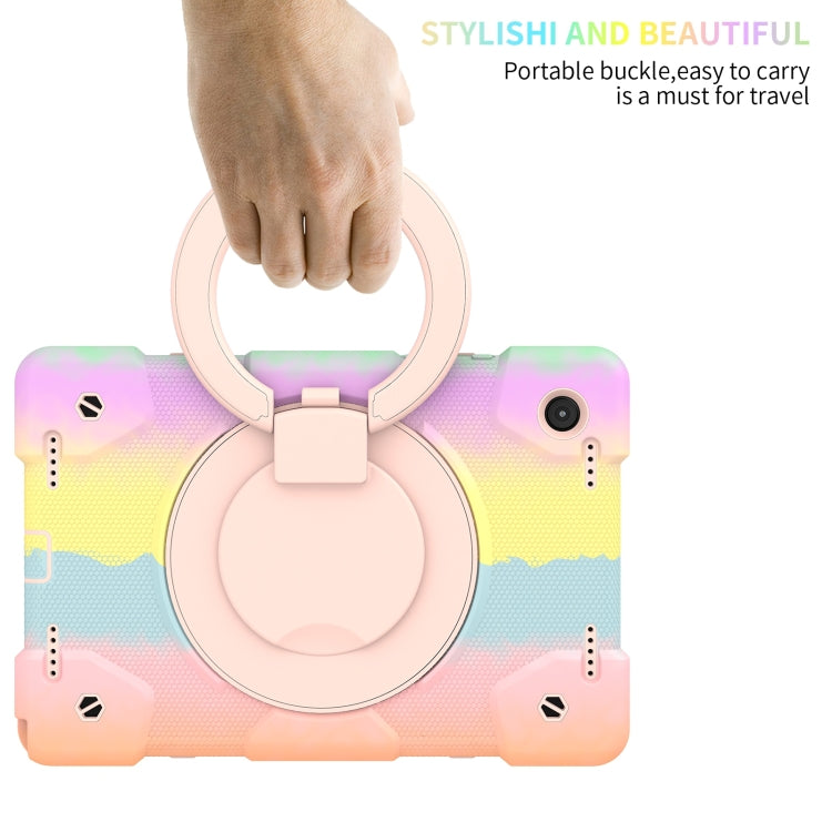 For Samsung Galaxy Tab A8 10.5 2021 Silicone + PC Full Body Protection Tablet Case With Holder & Strap(Colorful Rose Gold) by bashfashion