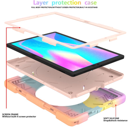 For Samsung Galaxy Tab A8 10.5 2021 Silicone + PC Full Body Protection Tablet Case With Holder & Strap(Colorful Rose Gold) by bashfashion