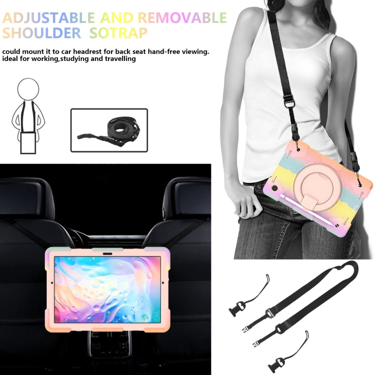 For Samsung Galaxy Tab A8 10.5 2021 Silicone + PC Full Body Protection Tablet Case With Holder & Strap(Colorful Rose Gold) by bashfashion