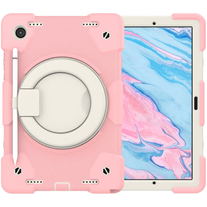 For Samsung Galaxy Tab A8 10.5 2021 Silicone + PC Full Body Protection Tablet Case With Holder & Strap(Pink) by bashfashion