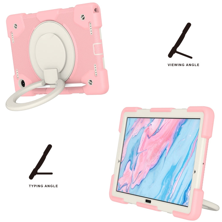 For Samsung Galaxy Tab A8 10.5 2021 Silicone + PC Full Body Protection Tablet Case With Holder & Strap(Pink) by bashfashion