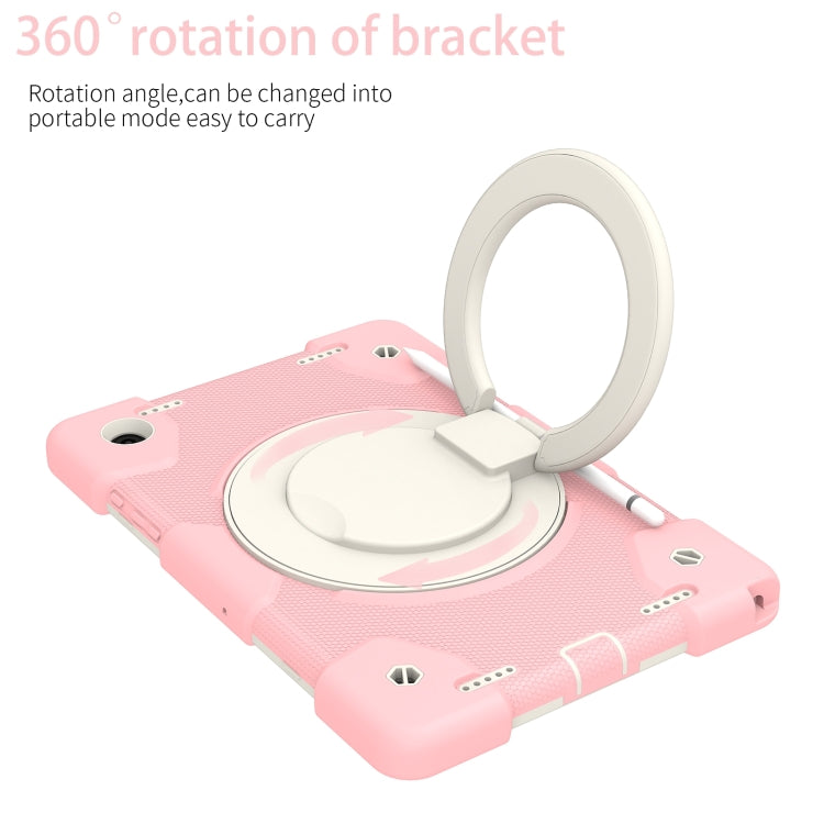 For Samsung Galaxy Tab A8 10.5 2021 Silicone + PC Full Body Protection Tablet Case With Holder & Strap(Pink) by bashfashion