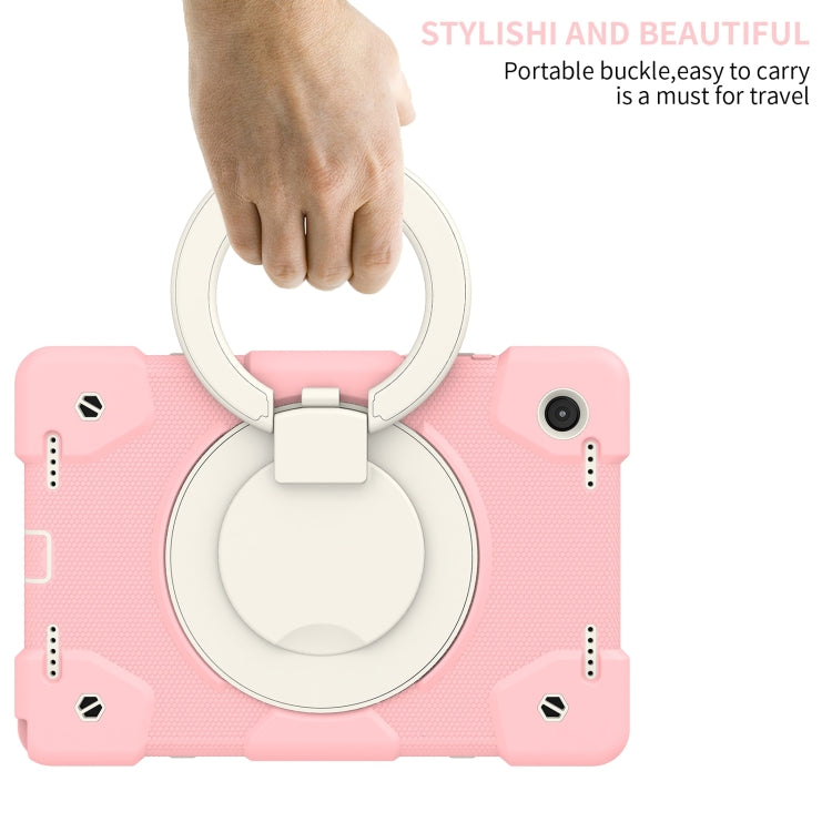 For Samsung Galaxy Tab A8 10.5 2021 Silicone + PC Full Body Protection Tablet Case With Holder & Strap(Pink) by bashfashion