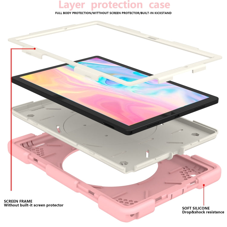 For Samsung Galaxy Tab A8 10.5 2021 Silicone + PC Full Body Protection Tablet Case With Holder & Strap(Pink) by bashfashion