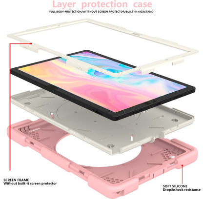 For Samsung Galaxy Tab A8 10.5 2021 Silicone + PC Full Body Protection Tablet Case With Holder & Strap(Pink) by bashfashion