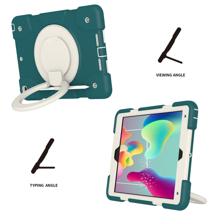 For iPad 10.2 2019/10.2 2020/10.2 2021 Silicone + PC Full Body Protection Tablet Case With Holder & Strap(Dark Green) by bashfashion