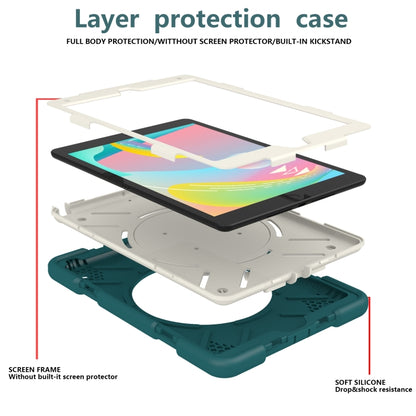 For iPad 10.2 2019/10.2 2020/10.2 2021 Silicone + PC Full Body Protection Tablet Case With Holder & Strap(Dark Green) by bashfashion