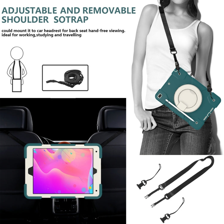 For iPad 10.2 2019/10.2 2020/10.2 2021 Silicone + PC Full Body Protection Tablet Case With Holder & Strap(Dark Green) by bashfashion
