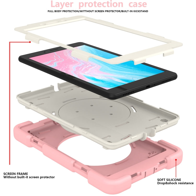 For Samsung Galaxy Tab A 8.0 2019 Silicone + PC Full Body Protection Tablet Case With Holder & Strap(Pink) by bashfashion