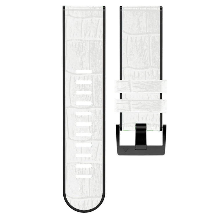 For Garmin Fenix 7/6 Pro/5 Plus 22mm Crocodile Texture Silicone Leather Watch Band(White) by bashfashion