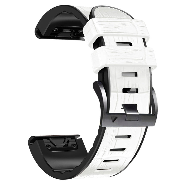 For Garmin Fenix 7/6 Pro/5 Plus 22mm Crocodile Texture Silicone Leather Watch Band(White) by bashfashion