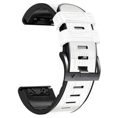 For Garmin Fenix 7/6 Pro/5 Plus 22mm Crocodile Texture Silicone Leather Watch Band(White) by bashfashion