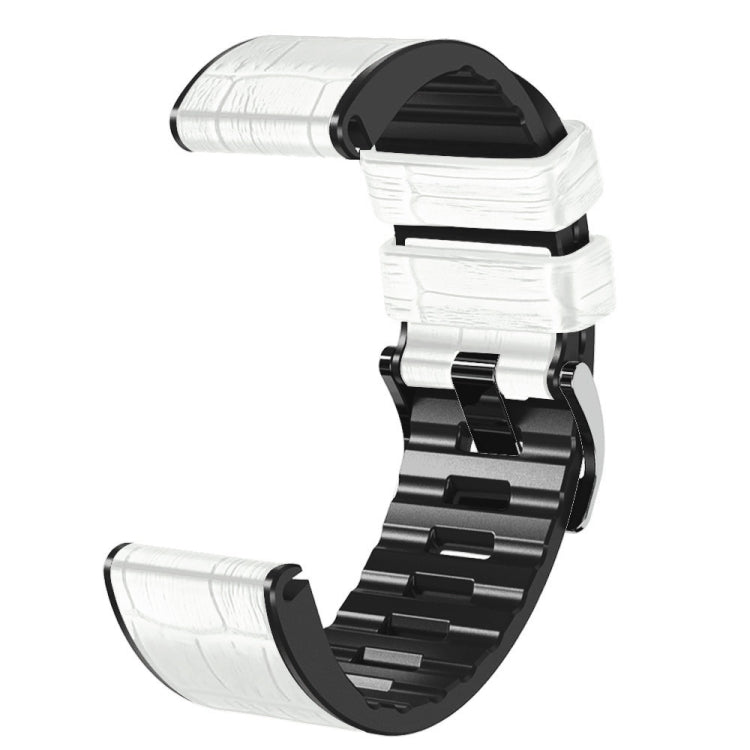 For Garmin Fenix 7/6 Pro/5 Plus 22mm Crocodile Texture Silicone Leather Watch Band(White) by bashfashion