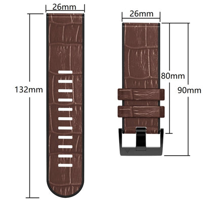 For Garmin Fenix 7/6 Pro/5 Plus 22mm Crocodile Texture Silicone Leather Watch Band(White) by bashfashion