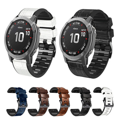 For Garmin Fenix 7/6 Pro/5 Plus 22mm Crocodile Texture Silicone Leather Watch Band(White) by bashfashion