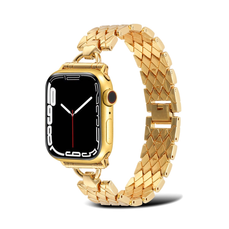 D-shaped Rhombus Metal Watch Band For Apple Watch Ultra 49mm&Watch Ultra 2 49mm / Series 9&8&7 45mm / SE 3&SE 2&6&SE&5&4 44mm / 3&2&1 42mm(Gold) by bashfashion