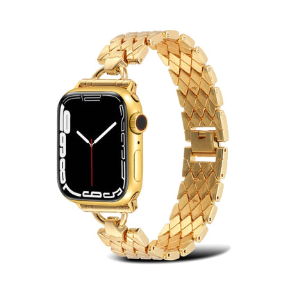 D-shaped Rhombus Metal Watch Band For Apple Watch Ultra 49mm&Watch Ultra 2 49mm / Series 9&8&7 45mm / SE 3&SE 2&6&SE&5&4 44mm / 3&2&1 42mm(Gold) by bashfashion