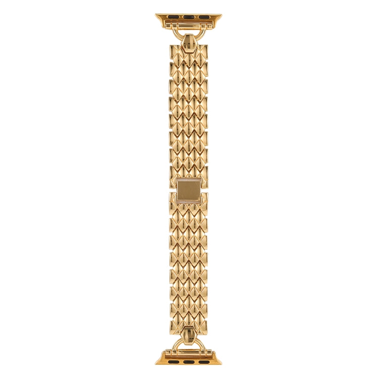 D-shaped Rhombus Metal Watch Band For Apple Watch Ultra 49mm&Watch Ultra 2 49mm / Series 9&8&7 45mm / SE 3&SE 2&6&SE&5&4 44mm / 3&2&1 42mm(Gold) by bashfashion