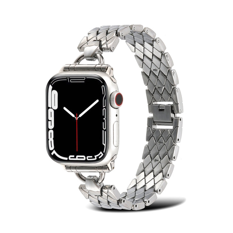 D-shaped Rhombus Metal Watch Band For Apple Watch Ultra 49mm&Watch Ultra 2 49mm / Series 9&8&7 45mm / SE 3&SE 2&6&SE&5&4 44mm / 3&2&1 42mm(Silver) by bashfashion