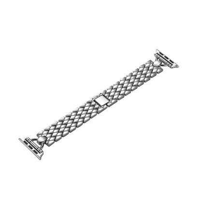D-shaped Rhombus Metal Watch Band For Apple Watch Ultra 49mm&Watch Ultra 2 49mm / Series 9&8&7 45mm / SE 3&SE 2&6&SE&5&4 44mm / 3&2&1 42mm(Silver) by bashfashion