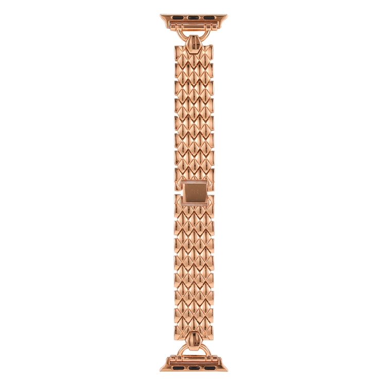 D-shaped Rhombus Metal Watch Band For Apple Watch Ultra 49mm&Watch Ultra 2 49mm / Series 9&8&7 45mm / SE 3&SE 2&6&SE&5&4 44mm / 3&2&1 42mm(Rose Gold) by bashfashion