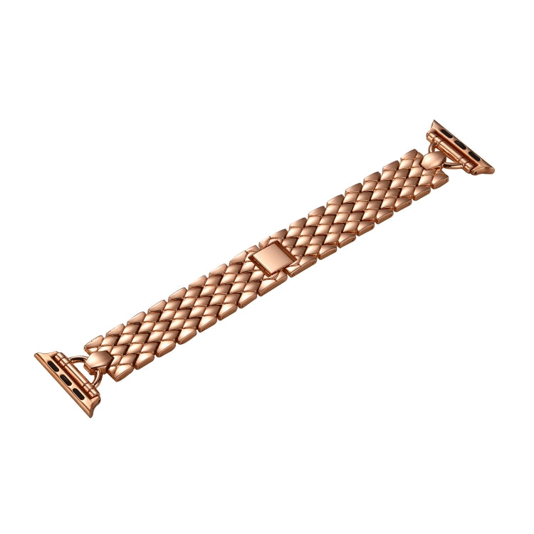 D-shaped Rhombus Metal Watch Band For Apple Watch Ultra 49mm&Watch Ultra 2 49mm / Series 9&8&7 45mm / SE 3&SE 2&6&SE&5&4 44mm / 3&2&1 42mm(Rose Gold) by bashfashion