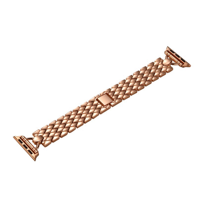 D-shaped Rhombus Metal Watch Band For Apple Watch Ultra 49mm&Watch Ultra 2 49mm / Series 9&8&7 45mm / SE 3&SE 2&6&SE&5&4 44mm / 3&2&1 42mm(Rose Gold) by bashfashion