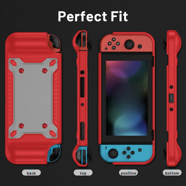 Game Handle Gamepad TPU+PC Protective Case for Switch OLED(Red) by bashfashion