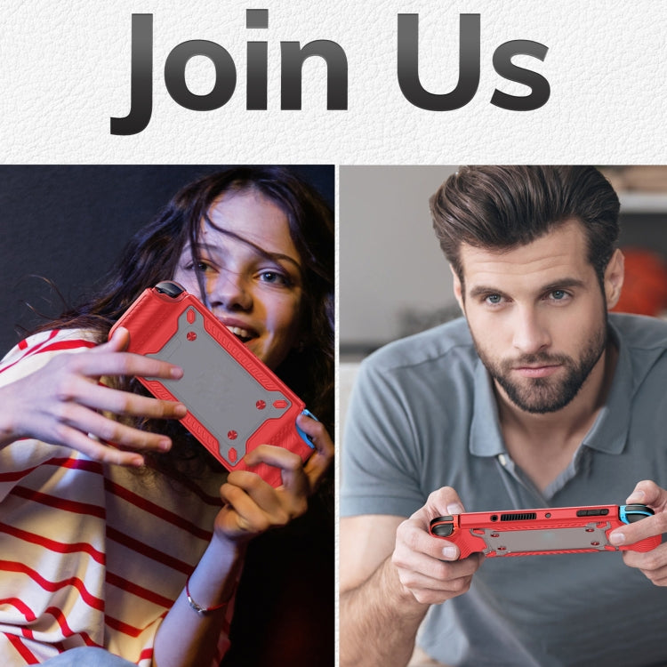 Game Handle Gamepad TPU+PC Protective Case for Switch OLED(Red) by bashfashion