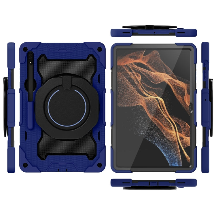 For Samsung Galaxy Tab S8 Ultra Armor Contrast Color Silicone + PC Tablet Case(Navy Blue) by bashfashion