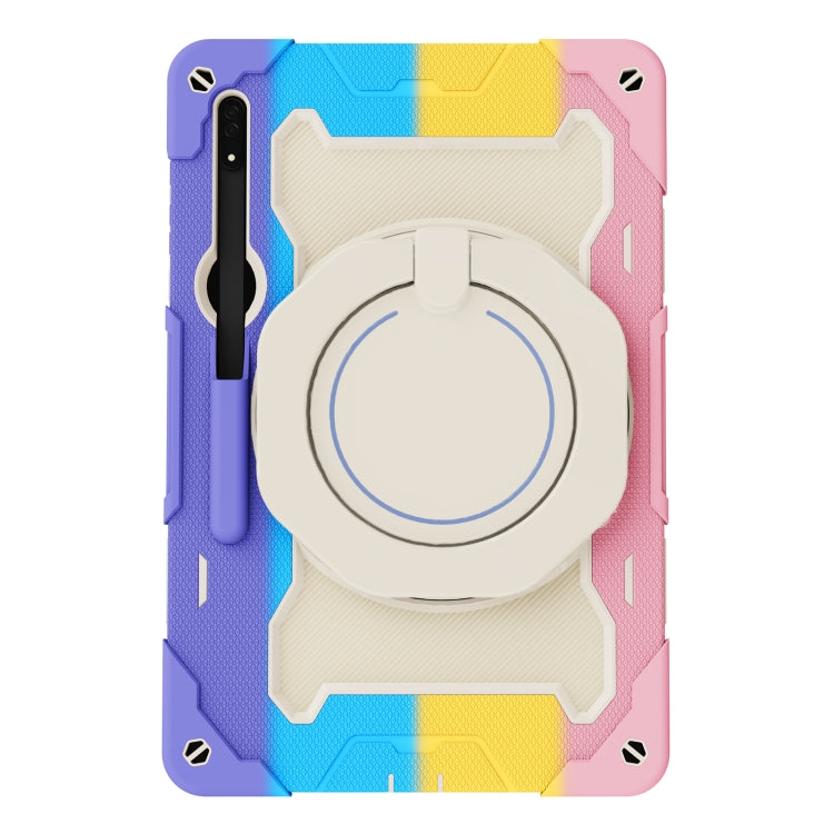 For Samsung Galaxy Tab S8 Ultra Armor Contrast Color Silicone + PC Tablet Case(Colorful Pink) by bashfashion