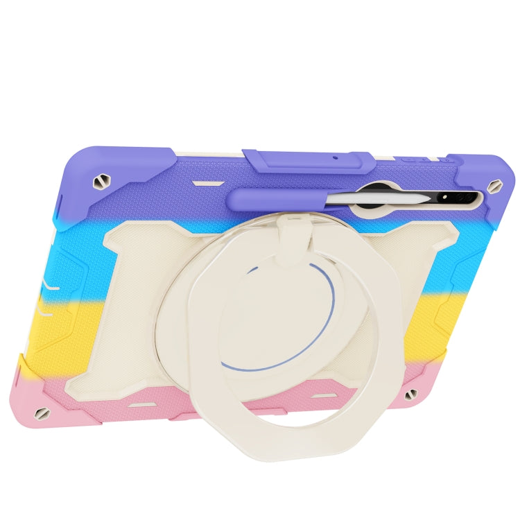 For Samsung Galaxy Tab S8 Ultra Armor Contrast Color Silicone + PC Tablet Case(Colorful Pink) by bashfashion