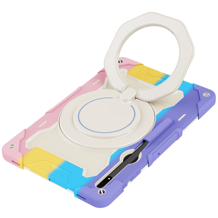 For Samsung Galaxy Tab S8 Ultra Armor Contrast Color Silicone + PC Tablet Case(Colorful Pink) by bashfashion