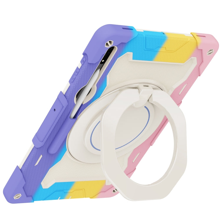 For Samsung Galaxy Tab S8 Ultra Armor Contrast Color Silicone + PC Tablet Case(Colorful Pink) by bashfashion