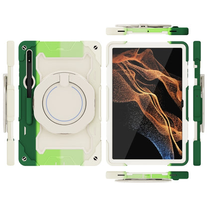 For Samsung Galaxy Tab S8 Ultra Armor Contrast Color Silicone + PC Tablet Case(Colorful Green) by bashfashion