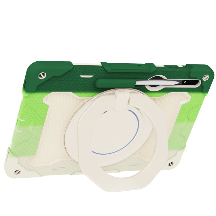 For Samsung Galaxy Tab S8 Ultra Armor Contrast Color Silicone + PC Tablet Case(Colorful Green) by bashfashion