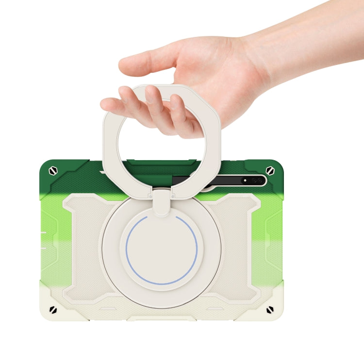 For Samsung Galaxy Tab S8 Ultra Armor Contrast Color Silicone + PC Tablet Case(Colorful Green) by bashfashion
