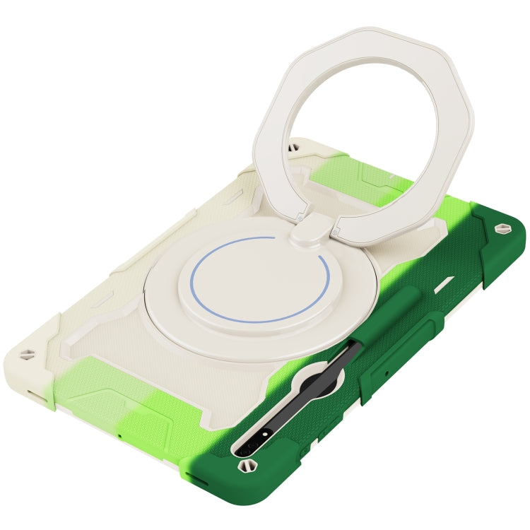 For Samsung Galaxy Tab S8 Ultra Armor Contrast Color Silicone + PC Tablet Case(Colorful Green) by bashfashion