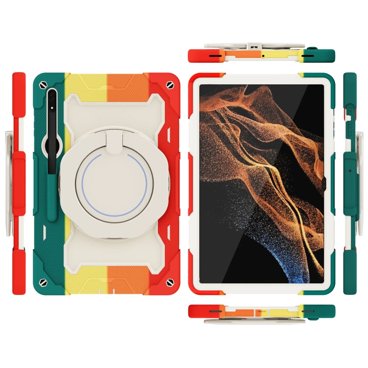 For Samsung Galaxy Tab S8 Ultra Armor Contrast Color Silicone + PC Tablet Case(Colorful Red) by bashfashion