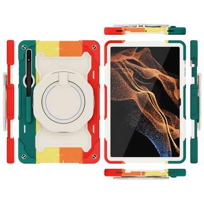 For Samsung Galaxy Tab S8 Ultra Armor Contrast Color Silicone + PC Tablet Case(Colorful Red) by bashfashion
